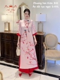 Áo dài lụa ngọc hồng in 3d