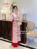 Áo dài lụa ngọc hồng in 3d