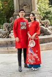 Áo dài nam rồng đỏ
