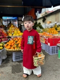 Áo dài nhung Long San đỏ