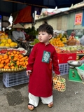 Áo dài nhung Long San đỏ