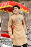 Áo dài nam nâu thêu rồng XXXL