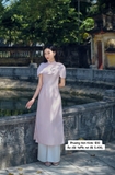 Áo dài taffa nơ đá
