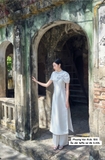Áo dài taffa nơ đá