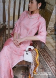 Áo dài gấm tơ hồng