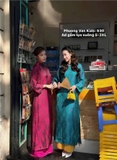 Áo dài gấm tơ tím hồng cẩm