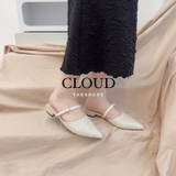 Giày bệt lụa mũi nhọn quai ngang