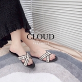 Dép bệt nữ mũi tròn quai ruy băng