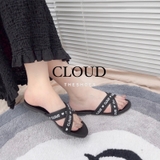 Dép bệt nữ mũi tròn quai ruy băng