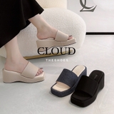 Dép đế xuồng mũi vuông vải jean