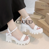Giày Sandal nữ quai ngang mũi tròn đế bánh mì quai hậu khóa cài