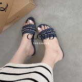 Dép bệt mũi tròn quai đính viền chỉ tua