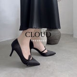 Giày cao gót bít mũi quai chéo nơ