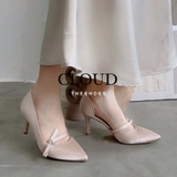 Giày cao gót bít mũi quai chéo nơ