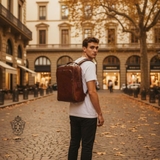 BALO NAM DA VEGETABLE-TANNED CALFSKIN 681 - Dark Brown -  MEDICI OF FLORENCE - SẢN XUẤT THỦ CÔNG TẠI ITALIA