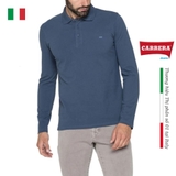 ÁO POLO DÀI TAY NAM COTTON TRƠN XANH DƯƠNG - CARRERA JEANS - NHẬP KHẨU CHÍNH HÃNG TỪ ITALIA