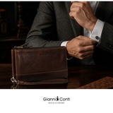 CLUTCH DA THẬT NAM MÀU NÂU 912211-28 – GIANNI CONTI - SẢN XUẤT THỦ CÔNG TẠI ITALY