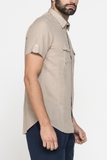 ÁO SƠ MI NAM CỘC TAY MÀU BE VẢI COTTON LANH – CARRERA JEANS - NHẬP KHẨU CHÍNH HÃNG TỪ Ý