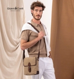 TÚI ĐEO CHÉO DA THẬT MÀU NÂU BE 6022683-609 - GIANNI CONTI - SẢN XUẤT THỦ CÔNG TẠI ITALY