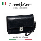CLUTCH DA THẬT NAM MÀU ĐEN 912132-10 - GIANNI CONTI - SẢN XUẤT THỦ CÔNG TẠI ITALY