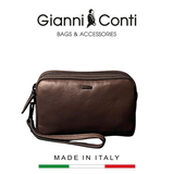 CLUTCH DA THẬT NAM MÀU NÂU 1812105-28 – GIANNI CONTI - SẢN XUẤT THỦ CÔNG TẠI ITALY