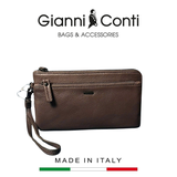 CLUTCH DA THẬT NAM MÀU NÂU 1812216-28 – GIANNI CONTI - SẢN XUẤT THỦ CÔNG TẠI ITALY