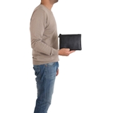 CLUTCH NAM MÀU NÂU ĐEN DA THẬT – GIANNI CONTI - SẢN XUẤT THỦ CÔNG TỪ ITALY