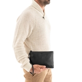 CLUTCH NAM MÀU ĐEN DA THẬT – GIANNI CONTI - SẢN XUẤT THỦ CÔNG TỪ ITALY