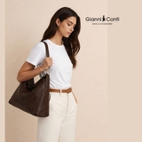 TÚI XÁCH NỮ DA THẬT MÀU ĐEN 9440540-10 – GIANNI CONTI - SẢN XUẤT THỦ CÔNG TẠI ITALY