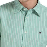 ÁO SƠ MI NAM HỌA TIẾT KẺ SỌC MÀU FORT GREEN MW0MW39161_0CD - TOMMY HILFIGER - NHẬP KHẨU CHÍNH HÃNG TỪ Ý