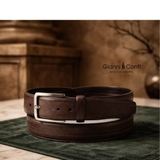 THẮT LƯNG DA THẬT NAM MÀU NÂU ĐEN 5185432-35-28 - GIANNI CONTI - SẢN XUẤT THỦ CÔNG TỪ ITALIA