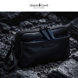 CLUTCH DA THẬT NAM MÀU ĐEN 4902103-10 – GIANNI CONTI - SẢN XUẤT THỦ CÔNG TẠI ITALY