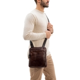 TÚI ĐEO CHÉO DA THẬT MÀU NÂU 4072570-20 - GIANNI CONTI - SẢN XUẤT THỦ CÔNG TỪ ITALY