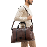 TÚI DU LỊCH DA THẬT MÀU NÂU SCOTT - GIANNI CONTI - SẢN XUẤT THỦ CÔNG TỪ ITALY