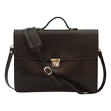 CẶP DA NAM DA FULL-GRAIN CALFSKIN MÀU ĐEN 407589NE * 89Ne  – OLD ANGLER - SẢN XUẤT THỦ CÔNG TỪ ITALY