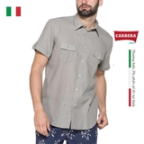 ÁO SƠ MI NAM CỘC TAY MÀU GHI XÁM VẢI COTTON LANH – CARRERA JEANS - NHẬP KHẨU CHÍNH HÃNG TỪ Ý