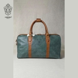 TÚI DU LỊCH DA BÊ MỀM CAO CẤP MÀU FOREST GREEN -  MEDICI OF FLORENCE - SẢN XUẤT THỦ CÔNG TẠI ITALIA