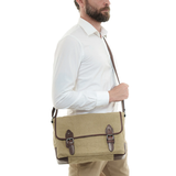 TÚI ĐEO CHÉO DA THẬT MÀU NÂU BE 6022684-609 - GIANNI CONTI - SẢN XUẤT THỦ CÔNG TẠI ITALY