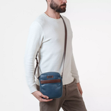 TÚI ĐEO CHÉO DA THẬT MÀU XANH 6052812-627 - GIANNI CONTI - SẢN XUẤT THỦ CÔNG TẠI ITALY