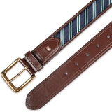 THẮT LƯNG DA NAM MÀU NÂU KẺ SỌC XANH 11TL010032-200 - TOMMY HILFIGER - NHẬP KHẨU TRỰC TIẾP TỪ MỸ