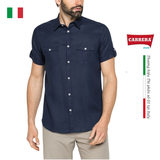 ÁO SƠ MI CỘC TAY NAM VẢI LANH HỖN HỢP T213C1254A – CARRERA JEANS - NHẬP KHẨU CHÍNH NGẠCH TỪ Ý