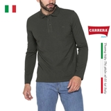 ÁO POLO DÀI TAY NAM COTTON TRƠN MÀU XANH NHỰA THÔNG - CARRERA JEANS - NHẬP KHẨU CHÍNH HÃNG TỪ ITALIA