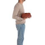 CLUTCH DA THẬT NAM MÀU NÂU – GIANNI CONTI - SẢN XUẤT THỦ CÔNG TỪ ITALY