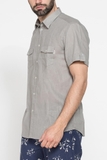 ÁO SƠ MI NAM CỘC TAY MÀU GHI XÁM VẢI COTTON LANH – CARRERA JEANS - NHẬP KHẨU CHÍNH HÃNG TỪ Ý