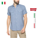 ÁO SƠ MI CỘC TAY NAM VẢI LANH HỖN HỢP T213C1254A – CARRERA JEANS - NHẬP KHẨU CHÍNH NGẠCH TỪ Ý