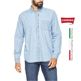 ÁO SƠ MI DENIM CLASSIC NAM XANH NHẠT – CARRERA JEANS - NHẬP KHẨU CHÍNH NGẠCH TỪ Ý