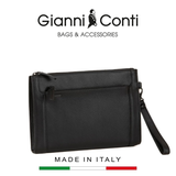 CLUTCH DA THẬT NAM MÀU ĐEN 1812207-10 - GIANNI CONTI - SẢN XUẤT THỦ CÔNG TẠI ITALY