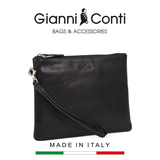 CLUTCH DA THẬT NAM MÀU ĐEN 9405070-10 – GIANNI CONTI - SẢN XUẤT THỦ CÔNG TẠI ITALY