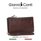 CLUTCH DA THẬT NAM MÀU NÂU 912211-28 – GIANNI CONTI - SẢN XUẤT THỦ CÔNG TẠI ITALY