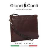 CLUTCH DA THẬT NAM MÀU NÂU 9405070-28 – GIANNI CONTI - SẢN XUẤT THỦ CÔNG TẠI ITALY